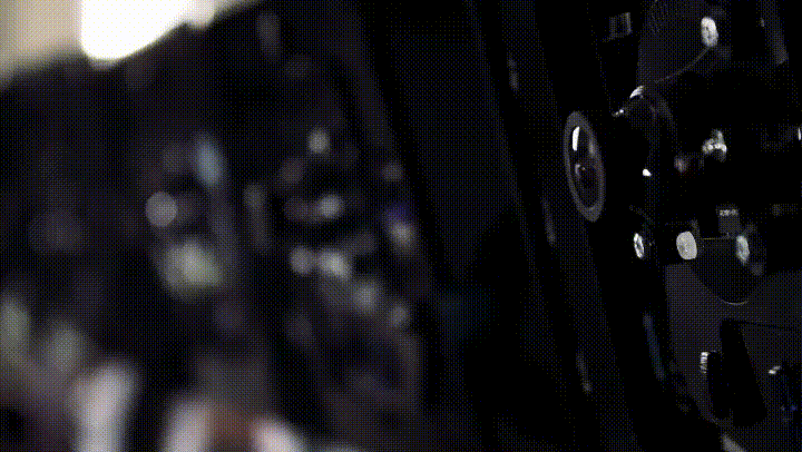 Close-up of the custom camera units developed for the bullet-time installation