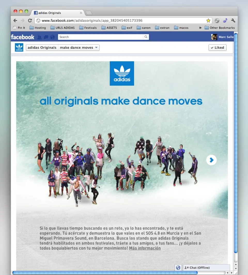 Facebook page of the all originals make dance moves campaign showing a crowd of dancers