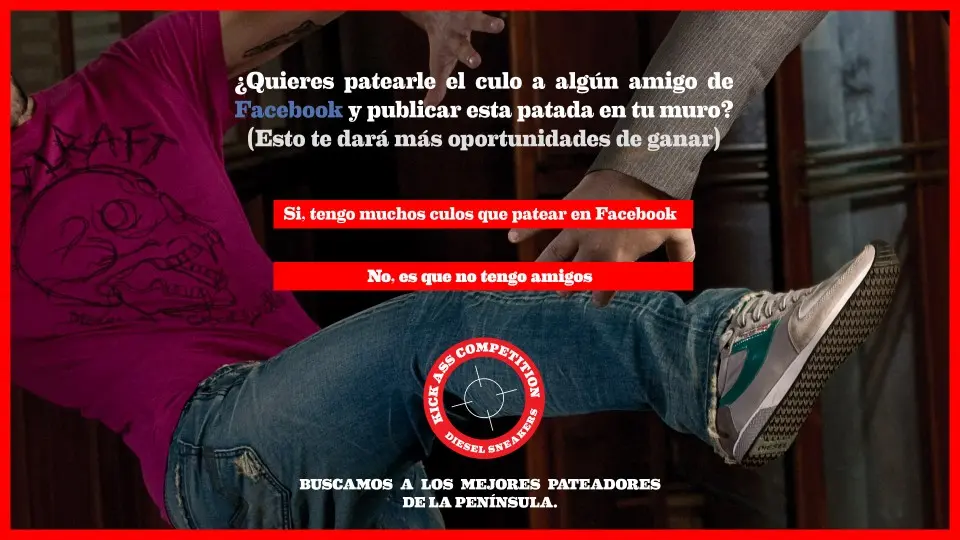 Kick Ass Competition screen asking if you want to kick a friend and post the kick on their Facebook wall