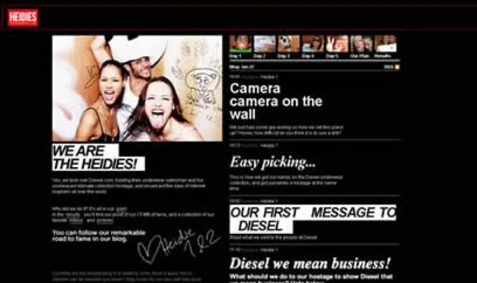 Screenshot of the Heidies website with the headline Camera camera on the wall
